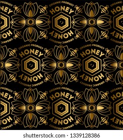 Premium honey pattern. Organic product. Vector image