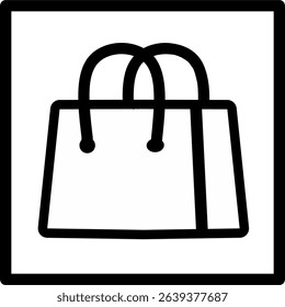 Premium hopping bag outline icon inside square line. linear style sign for mobile concept and web design. Paper bag simple line. Pixel perfect editable.