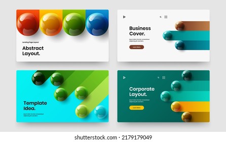 Premium horizontal cover design vector illustration bundle. Simple 3D spheres banner concept collection.
