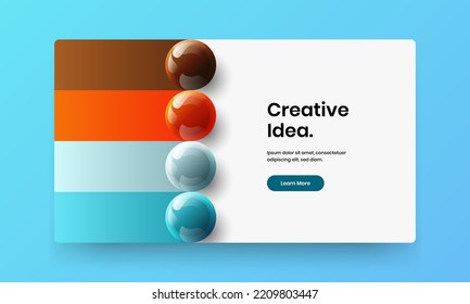 Premium horizontal cover design vector template. Simple 3D spheres web banner layout.