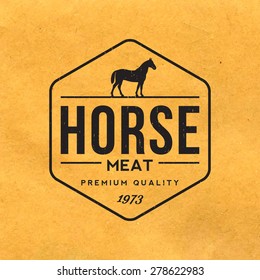 premium horse meat with grunge texture on old paper background