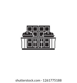 Premium hotel black vector concept icon. Premium hotel flat illustration, sign