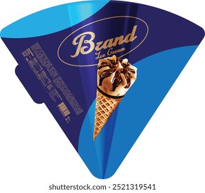 Premium Ice Cream Cone Packaging Label Design - eps
