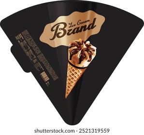 Premium Ice Cream Cone Packaging Label Design - eps
