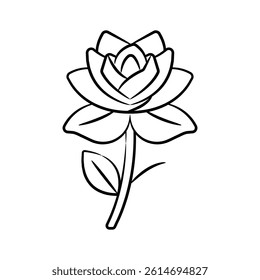 Premium icon of beautiful rose flower designed in sketchy style