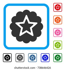 Premium icon. Flat grey pictogram symbol in a light blue rounded rectangle. Black, gray, green, blue, red, orange color additional versions of Premium vector. Designed for web and app UI.