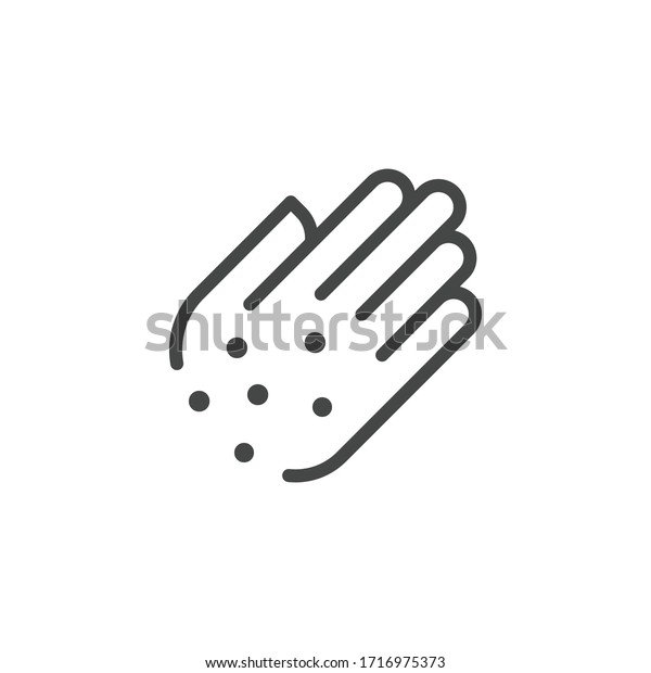 Premium Icon of Hand with Irritate. Skin Diseases,\
Psoriasis, Allergies, Itching, Eczema Line Label. Personal hygiene\
Concept. Vector Pictogram Isolated for Web and App in Outline\
Style.