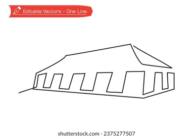 Premium icon - Heading to camp line - One continuous line of Platoon tent image. Vector illustration of Platoon tent that has large capacity. Icon, symbol, logo, emblem for camping. platoon