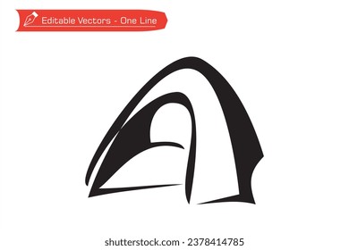 Premium icon of heading to camp. One continuous line of silhouette drawing of dome tent. Vector illustration of dome tent that is simple and easy to use for camping. Suitable for camping icon.