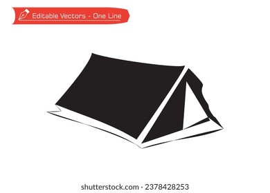 Premium icon - Heading to camp silwet - Simple image of ridge tent silwet. Vector illustration of ridge tent that is spacious and suitable for group camping. Icon, symbol, logo, emblem for camping.