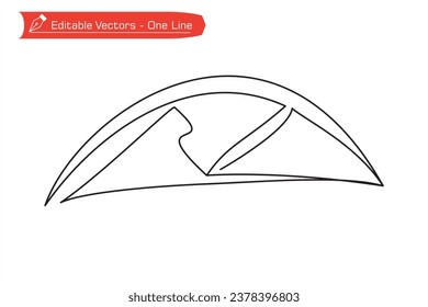 Premium icon - Heading to camp symbol - One continuous line of dome tent image. Vector illustration of dome tent that is simple and easy to use for camper. Icon, symbol, logo, emblem for camping.