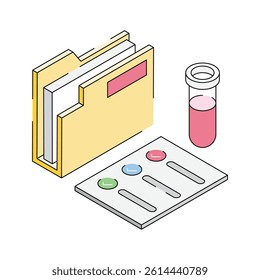 Premium icon of lab folder designed in isometric style