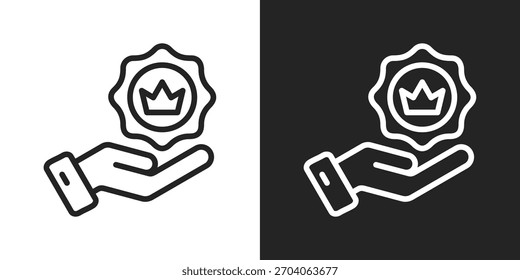 Icono De Premium En Versión De Línea Sobre Fondo Blanco Y Negro