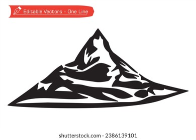 
Premium icon mountain silwet. Silhouette of Matterhorn mountain in Switzerland. Vector illustration of Matterhorn mountain silhouette. Alpine stream. Alps, Pennine Alps.