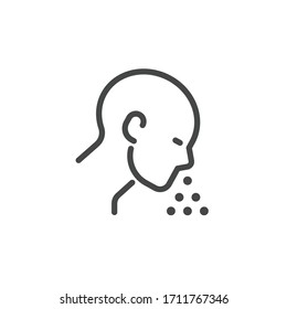 Premium Icon on Symptoms of Common Cold or Flu, Viral or Bacterial Disease and Allergy. Line Sign as Sneezing Man. Custom Vector Pictogram for Web and App in Outline Style.