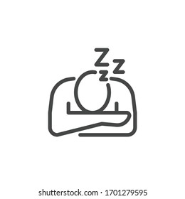Premium Icon on Symptoms Coronavirus Infection, Fatigue and Burnout Sleeping at Work, No Energy. Such Line Sign as Sleepy Man. Custom Vector Icon for Web and App in Outline Style.
