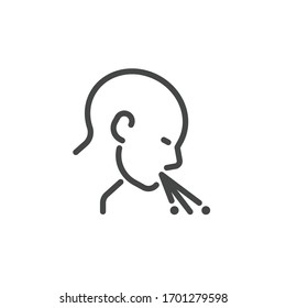 Premium Icon on Symptoms Virus Infection, Indigestion feel sick and Vomiting. Such Line Sign as Vomiting Man. Custom Vector Icon for Web and App in Outline Style.