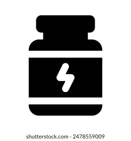Premium icon of protein jar, energy booster, protein supplements