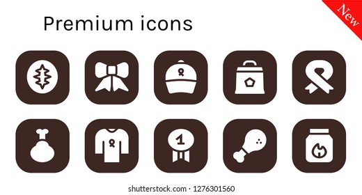  premium icon set. 10 filled premium icons. Simple modern icons about  - Sourdough, Ribbon, Charcoal, Chicken, Quality