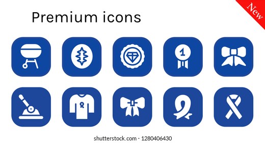  premium icon set. 10 filled premium icons. Simple modern icons about  - Charcoal, Sourdough, Premium, Quality, Ribbon, Control