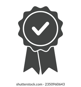 Premium Icon Vector, Rosette Award Vector, Verified Icon, Approval Vector Sign, Medal Of Winner Symbol, Check And Tick Mark, Best Practice, Guarantee, Certification Badge, Sports And Competition