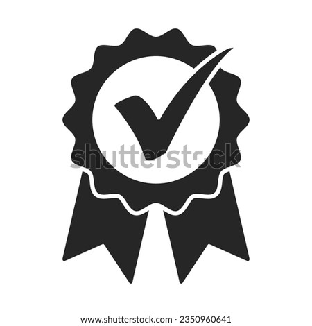 Premium Icon Vector, Rosette Award Vector, Verified Icon, Approval Vector Sign, Medal Of Winner Symbol, Check And Tick Mark, Best Practice, Guarantee, Certification Badge, Sports And Competition
