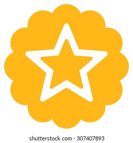 Premium icon. Vector style is flat symbols, yellow color, rounded angles, white background.