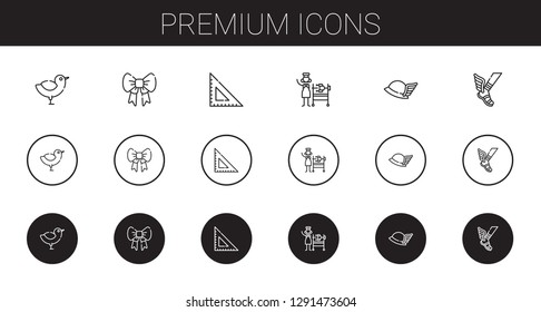 premium icons set. Collection of premium with chicken, ribbon, square, rotisserie, hermes. Editable and scalable premium icons.