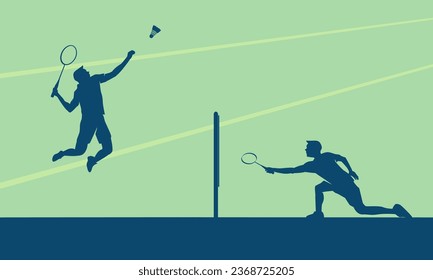 Premium Illustration of badminton players playing together best for your digital graphic and print	