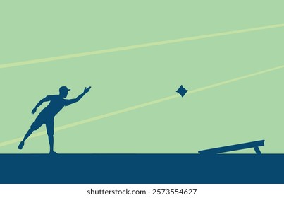 Premium Illustration of cornhole player throwing a flat bag best for your digital graphic and print