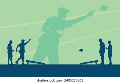 Premium Illustration of cornhole players playing together best for your digital graphic and print	