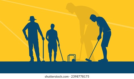 Premium Illustration of croquet player playing together best for your digital graphic and print