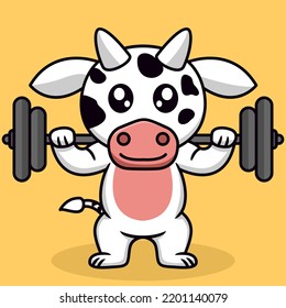 Premium illustration of cute cow and chibi animal