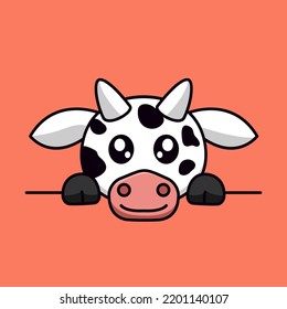 Premium illustration of cute cow and chibi animal