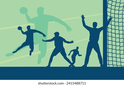 Premium Illustration of handball players playing together best for your digital graphic and print