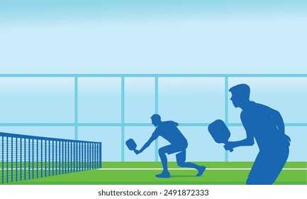 Premium Illustration of pickleball double playing together best for your digital graphic and print