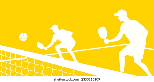 Premium Illustration of pickleball players playing together best for your digital graphic and print