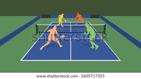 Premium Illustration of pickleball players playing together best for your digital graphic and print