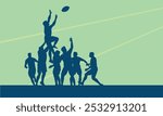 Premium Illustration of rugby player jump together to get the ball best for your digital graphic and print