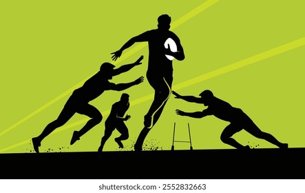 Premium Illustration of rugby players playing together best for your digital graphic and print