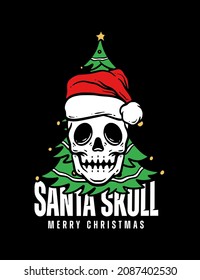 Premium Illustration of Santa Christmas with Skull Style