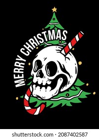 Premium Illustration of Santa Christmas with Skull Style