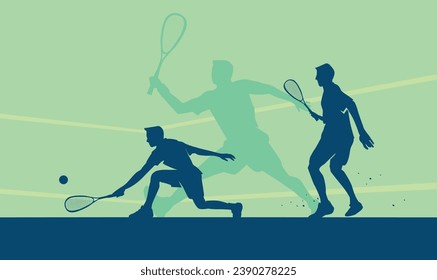 Premium Illustration of squash players playing together best for your digital graphic and print
