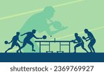 Premium Illustration of table tennis or pingpong players playing together best for your digital graphic and print	