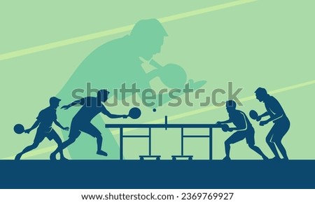 Premium Illustration of table tennis or pingpong players playing together best for your digital graphic and print	