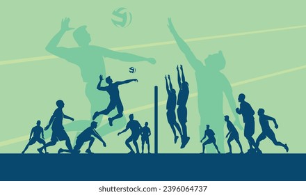 Premium Illustration of volleyball players playing together best for your digital graphic and print