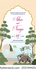 Premium Indian Wedding Invite vector Template