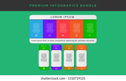 PREMIUM infographic bundle design vector can be used for presentation, modern timeline infographics workflow layout, diagram, annual report. Business concept with options, steps or processes