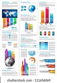 Colección maestra de infografías premium: gráficos, histogramas, flechas, gráficos, globo 3D, iconos y muchos elementos de diseño relacionados.