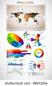 Premium infographics master collection: graphs, histograms, arrows, chart, 3D globe, icons and a lot of related design elements.